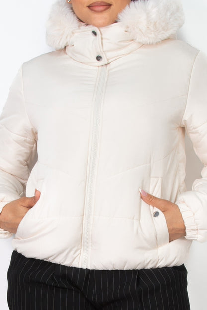 Insulated Faux Fur Hooded Jacket