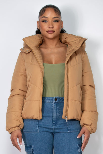 Insulated Faux Fur Hooded Jacket