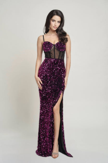 Holiday Teddy Velvet Corset Maxi Dress