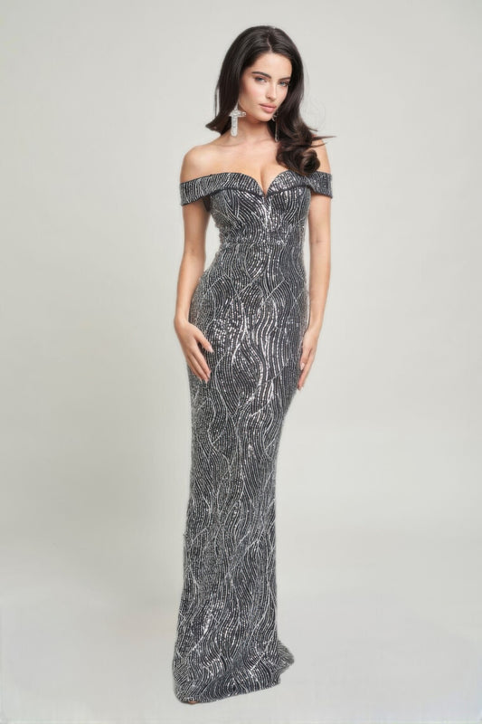 Strapless Sequins Maxi Dress