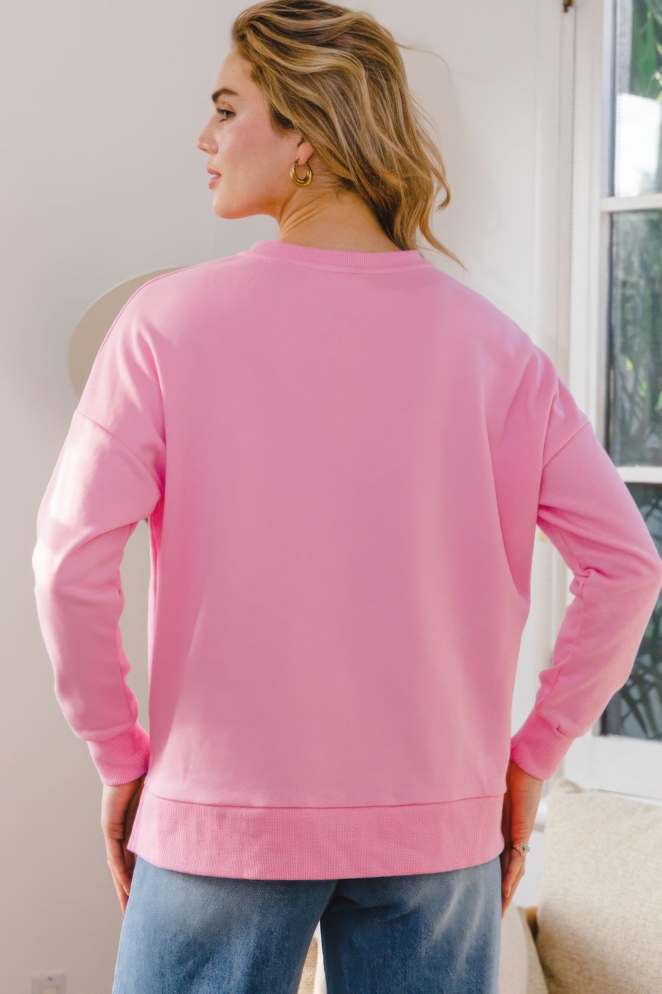 Sequin Flower Oversized Pullover