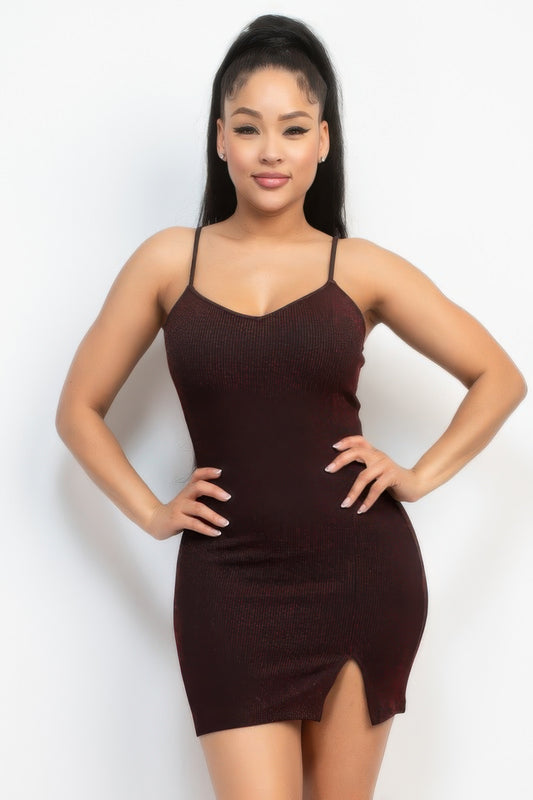 Glitter Bodycon Slit Dress