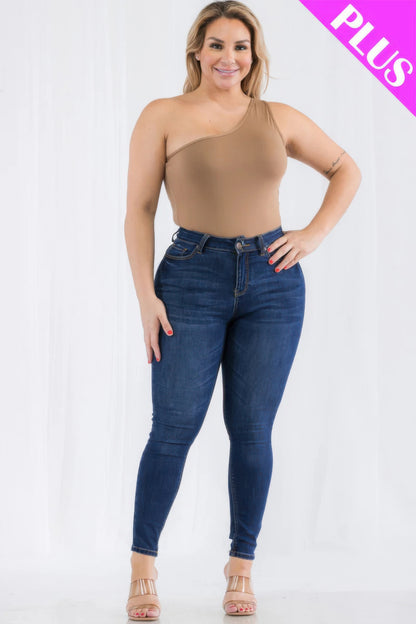 Plus Size One Shoulder Bodysuit