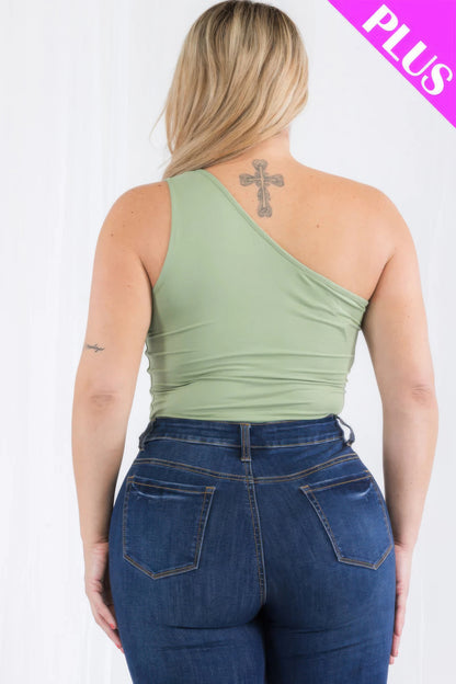 Plus Size One Shoulder Bodysuit