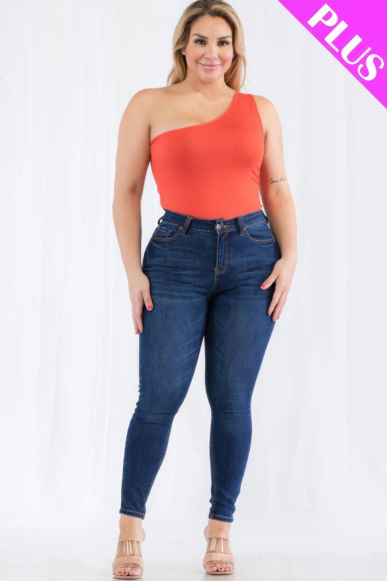 Plus Size One Shoulder Bodysuit