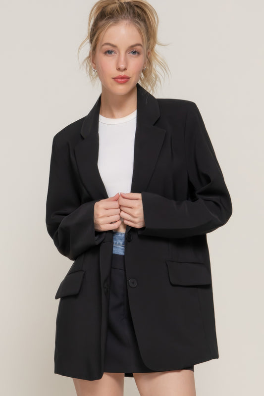 Long Sleeve Notched Collar Blazer