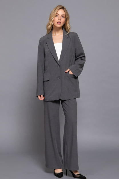 Long Sleeve Notched Collar Blazer