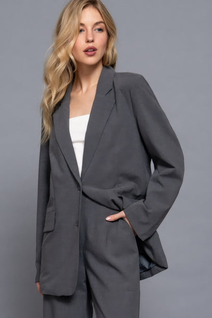 Long Sleeve Notched Collar Blazer