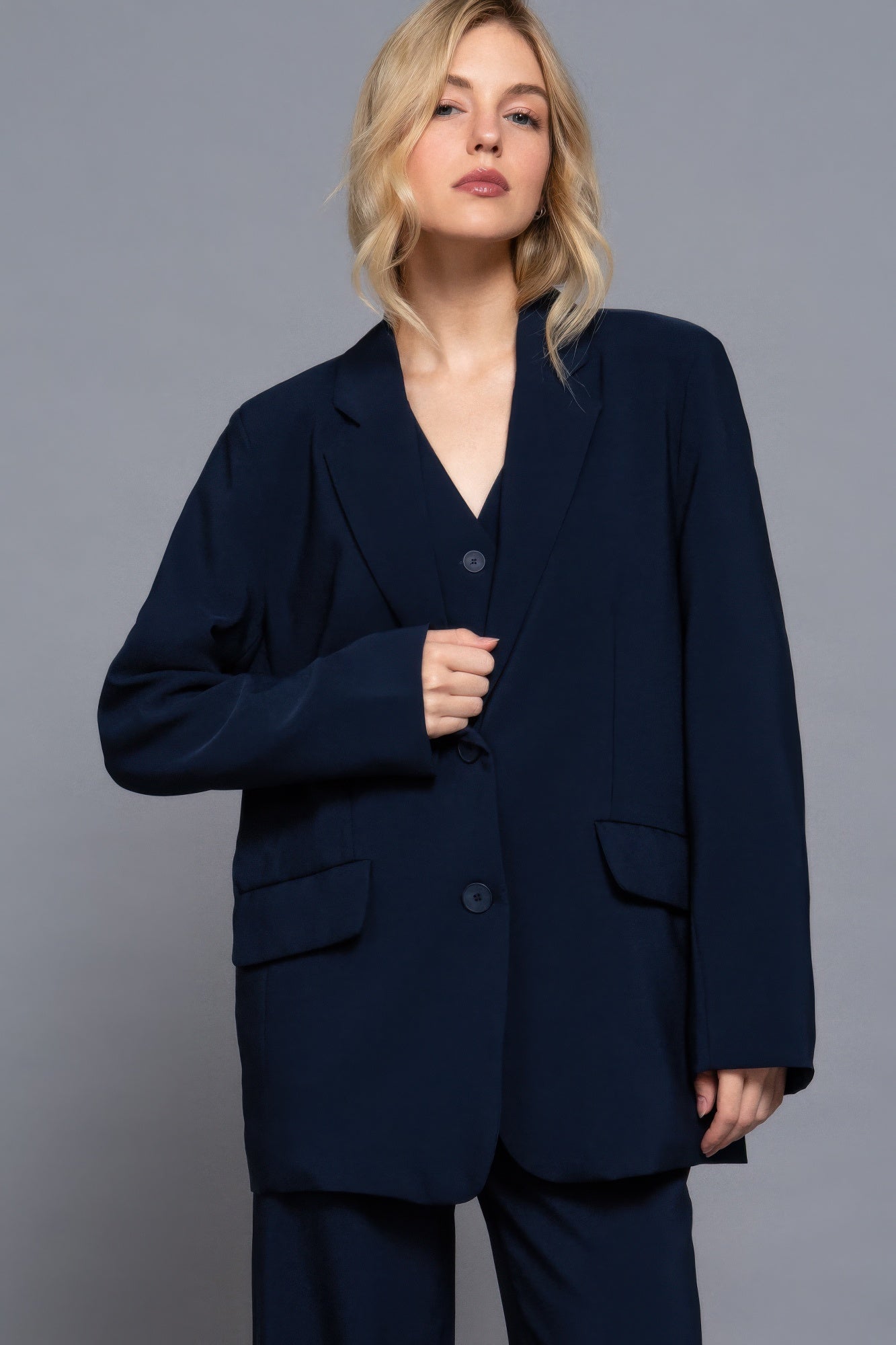 Long Sleeve Notched Collar Blazer