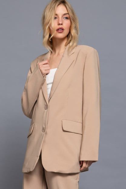 Long Sleeve Notched Collar Blazer