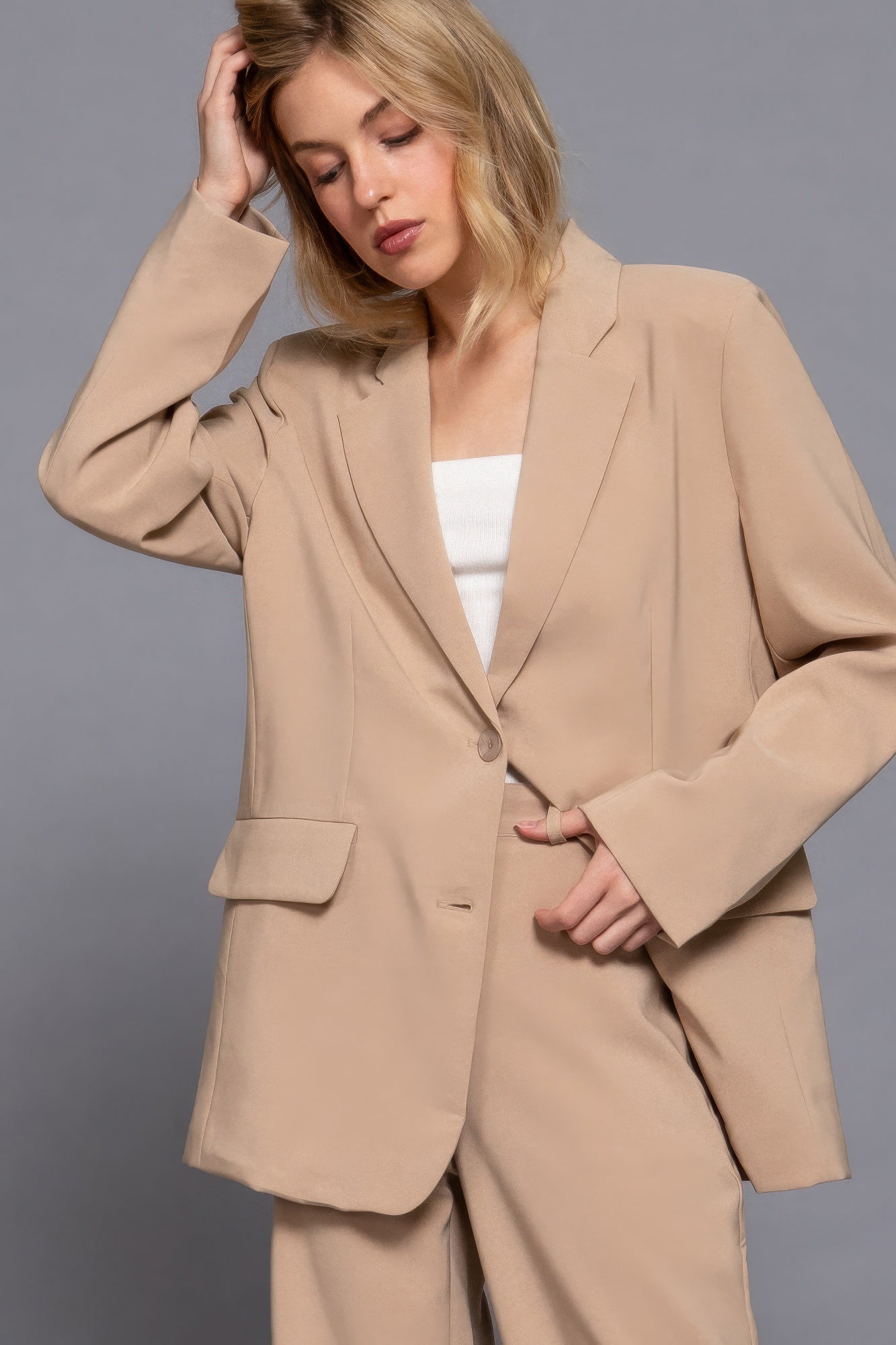 Long Sleeve Notched Collar Blazer