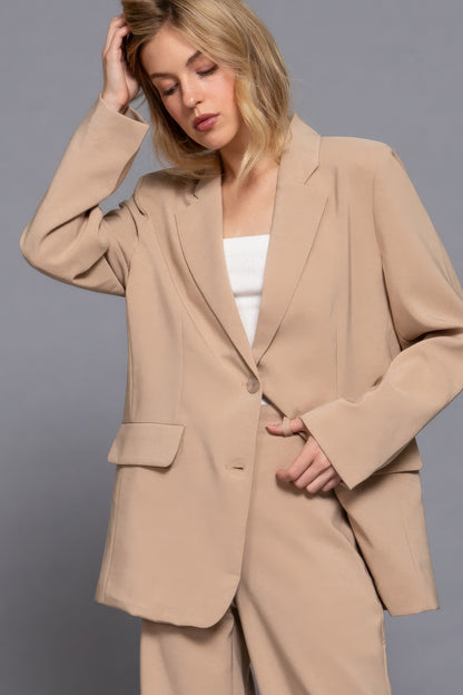 Long Sleeve Notched Collar Blazer