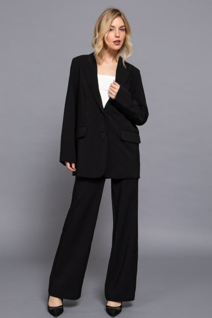 Long Sleeve Notched Collar Blazer