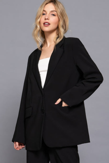 Long Sleeve Notched Collar Blazer