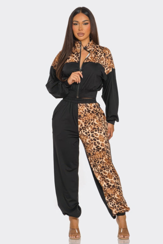 Animal Print Jogger Set