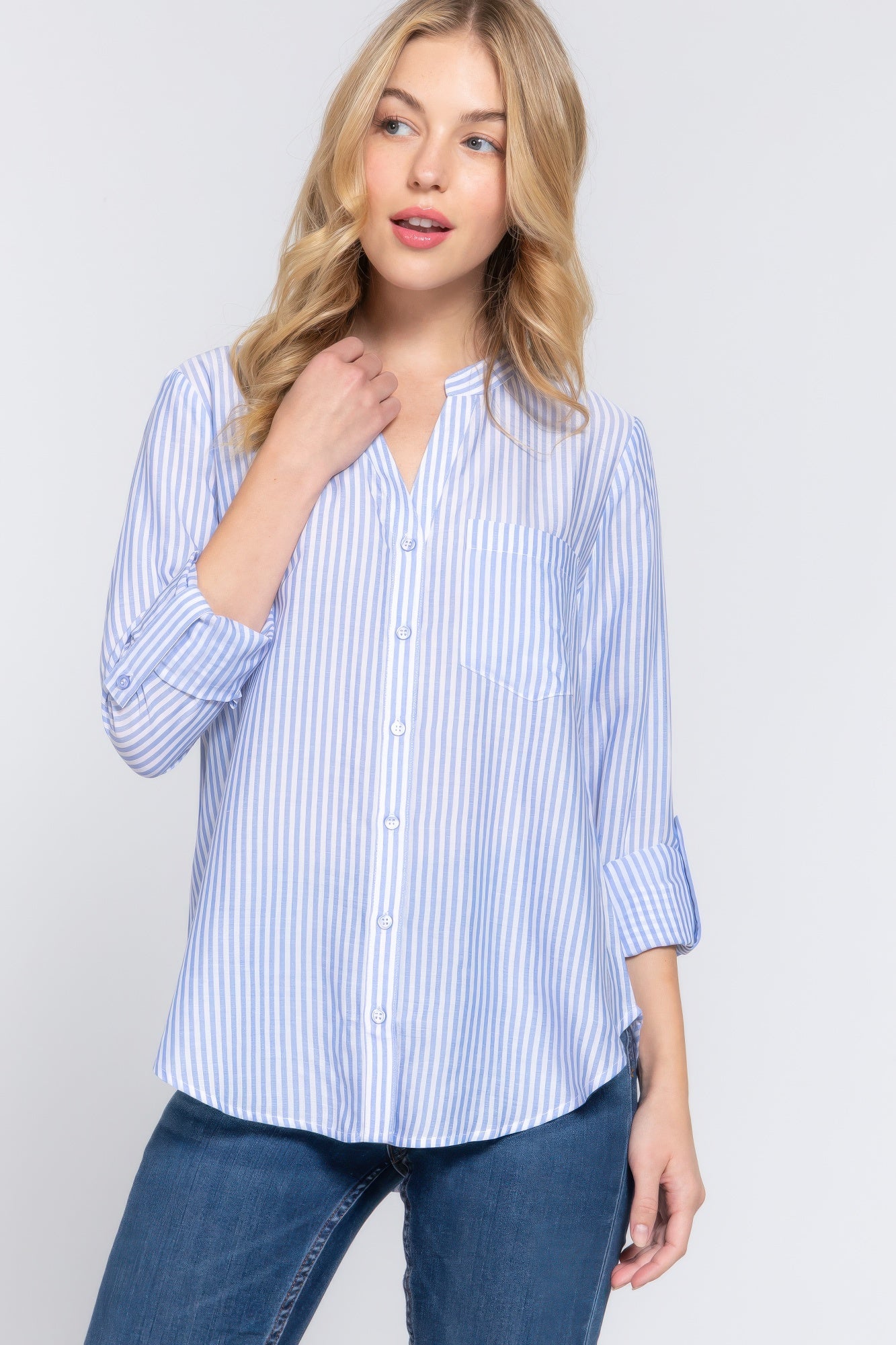Long Sleeve Stripe Woven Shirt