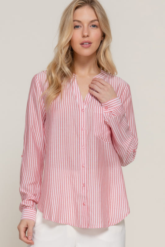 Long Sleeve Stripe Woven Shirt