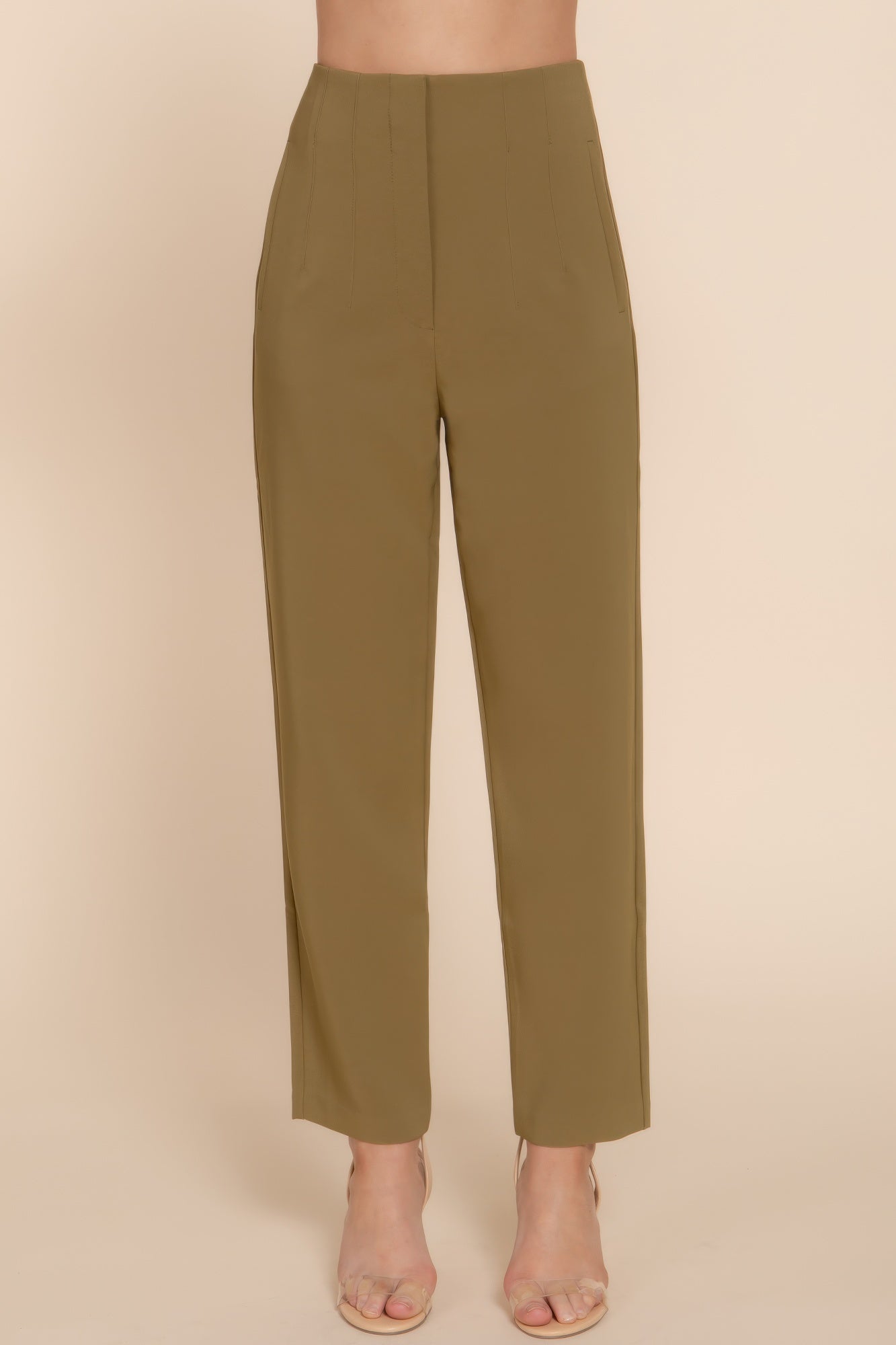 High Waist Pintuck Long Pants