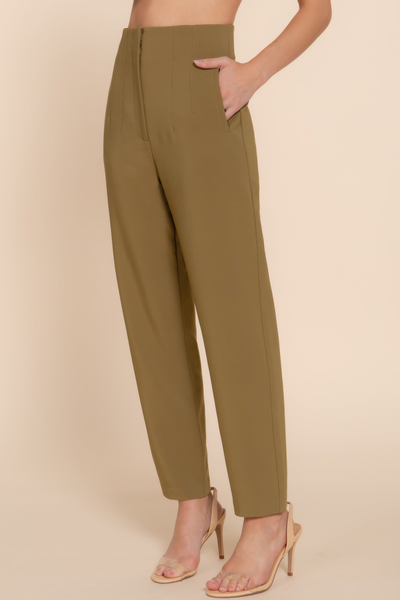 High Waist Pintuck Long Pants