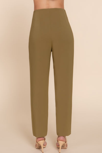 High Waist Pintuck Long Pants