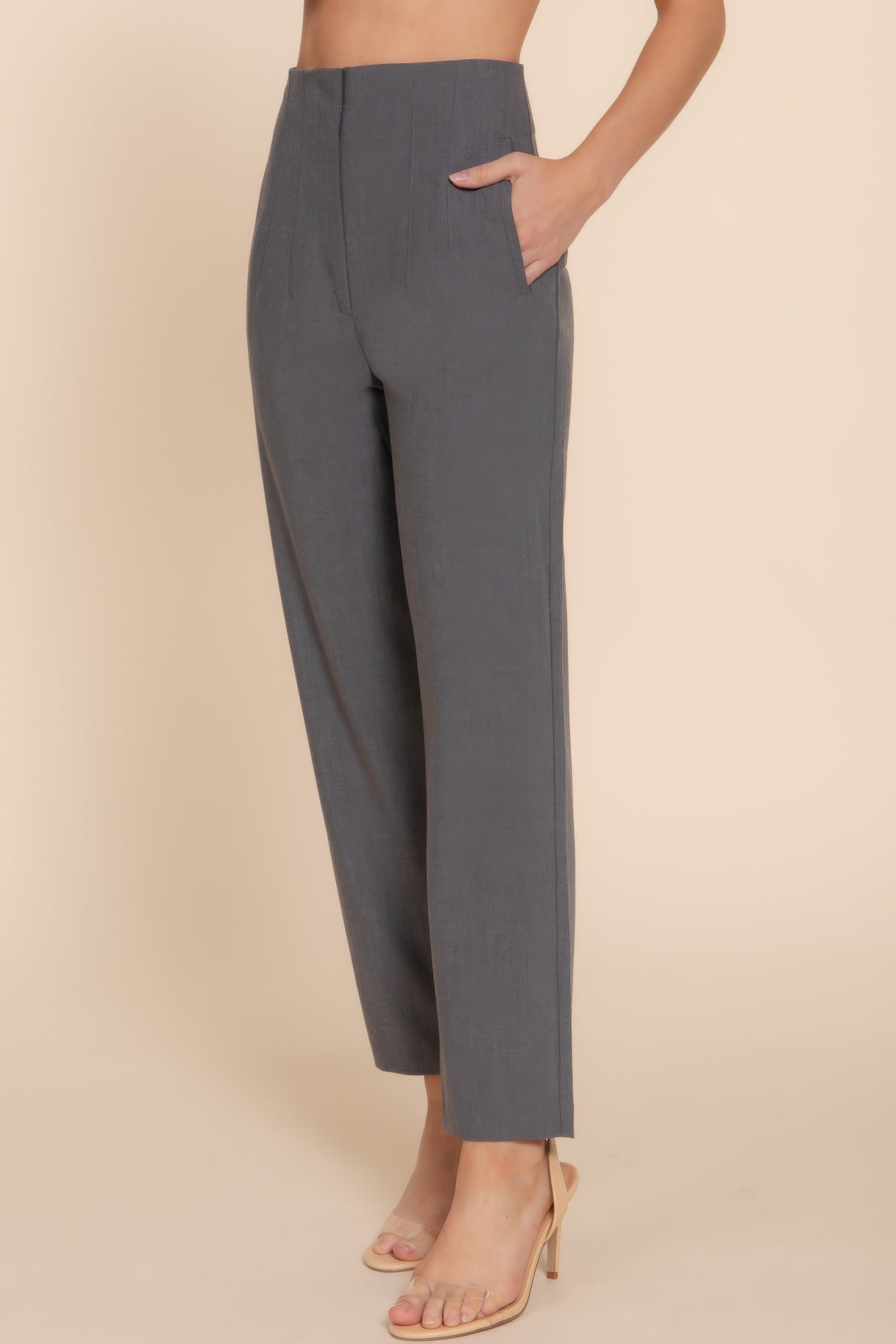 High Waist Pintuck Long Pants