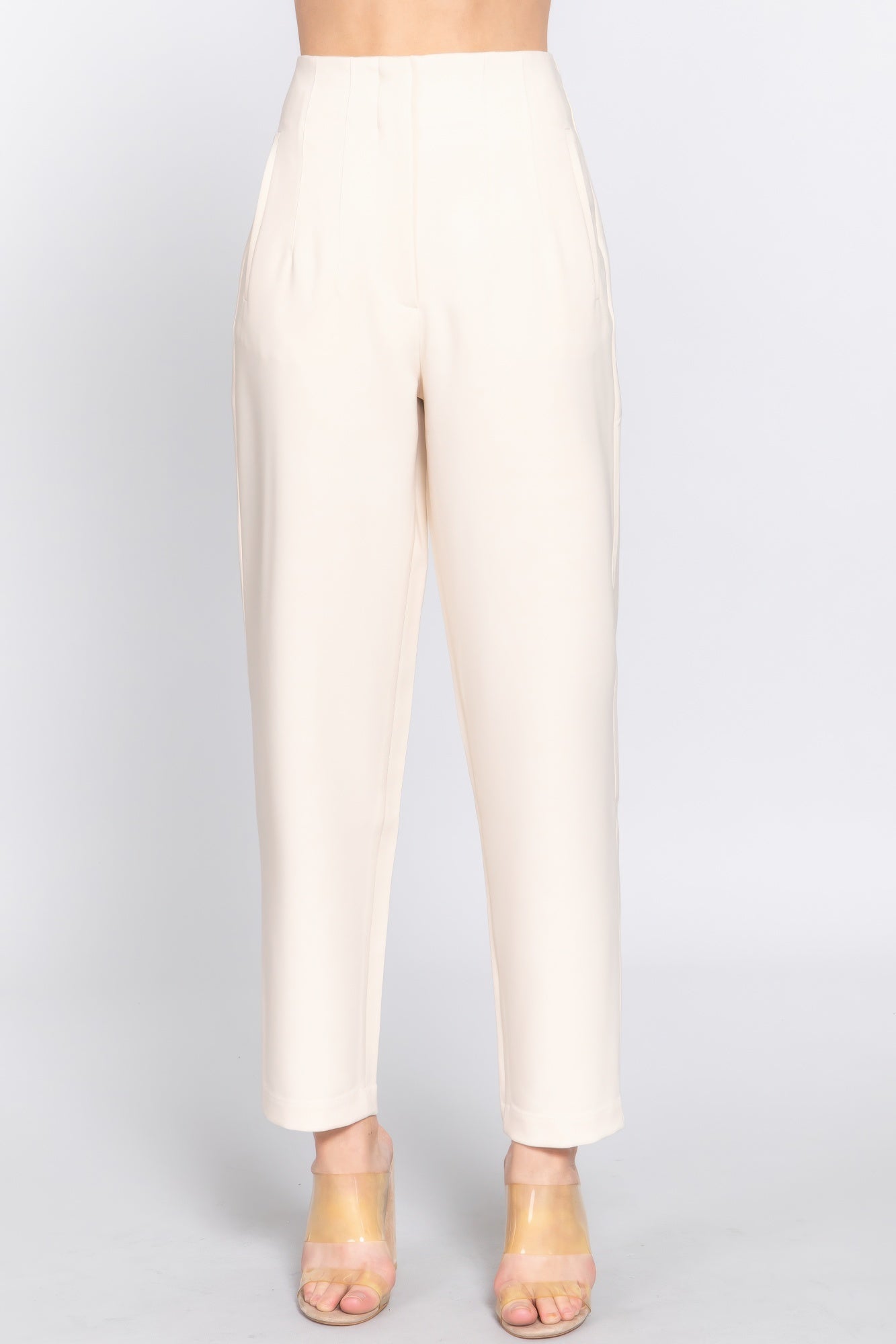 High Waist Pintuck Long Pants