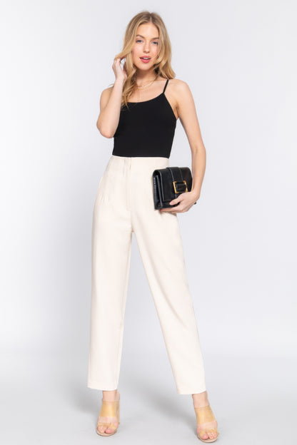 High Waist Pintuck Long Pants