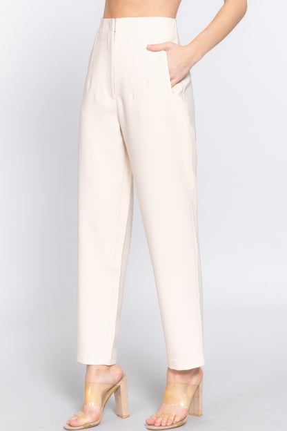 High Waist Pintuck Long Pants