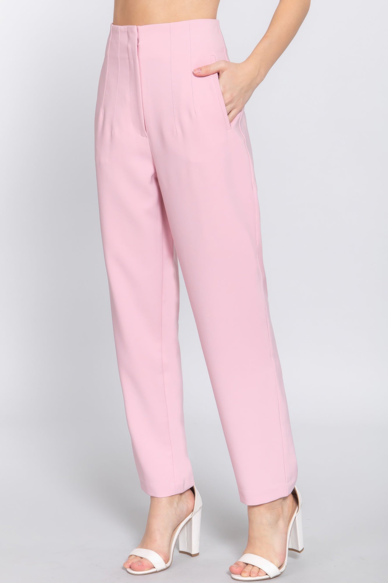 High Waist Pintuck Long Pants