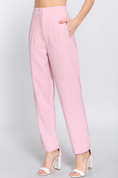 High Waist Pintuck Long Pants