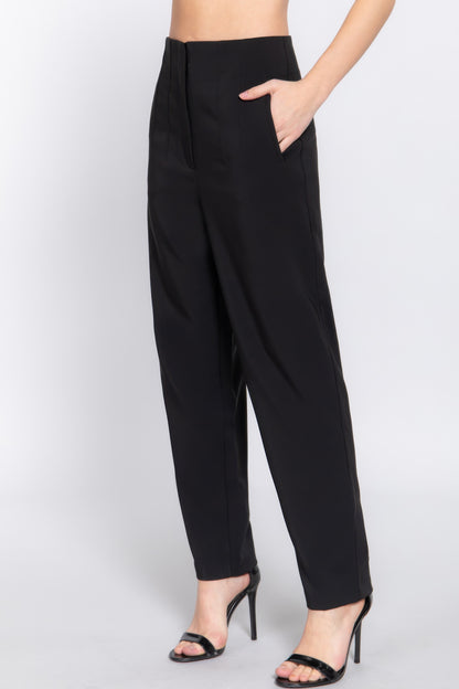 High Waist Pintuck Long Pants