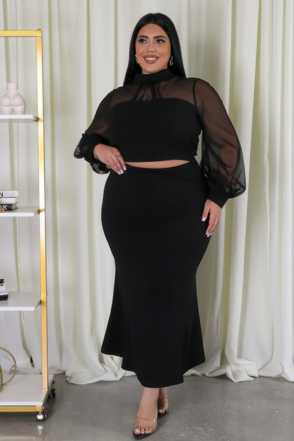 Plus Size Stretch Skirt Set