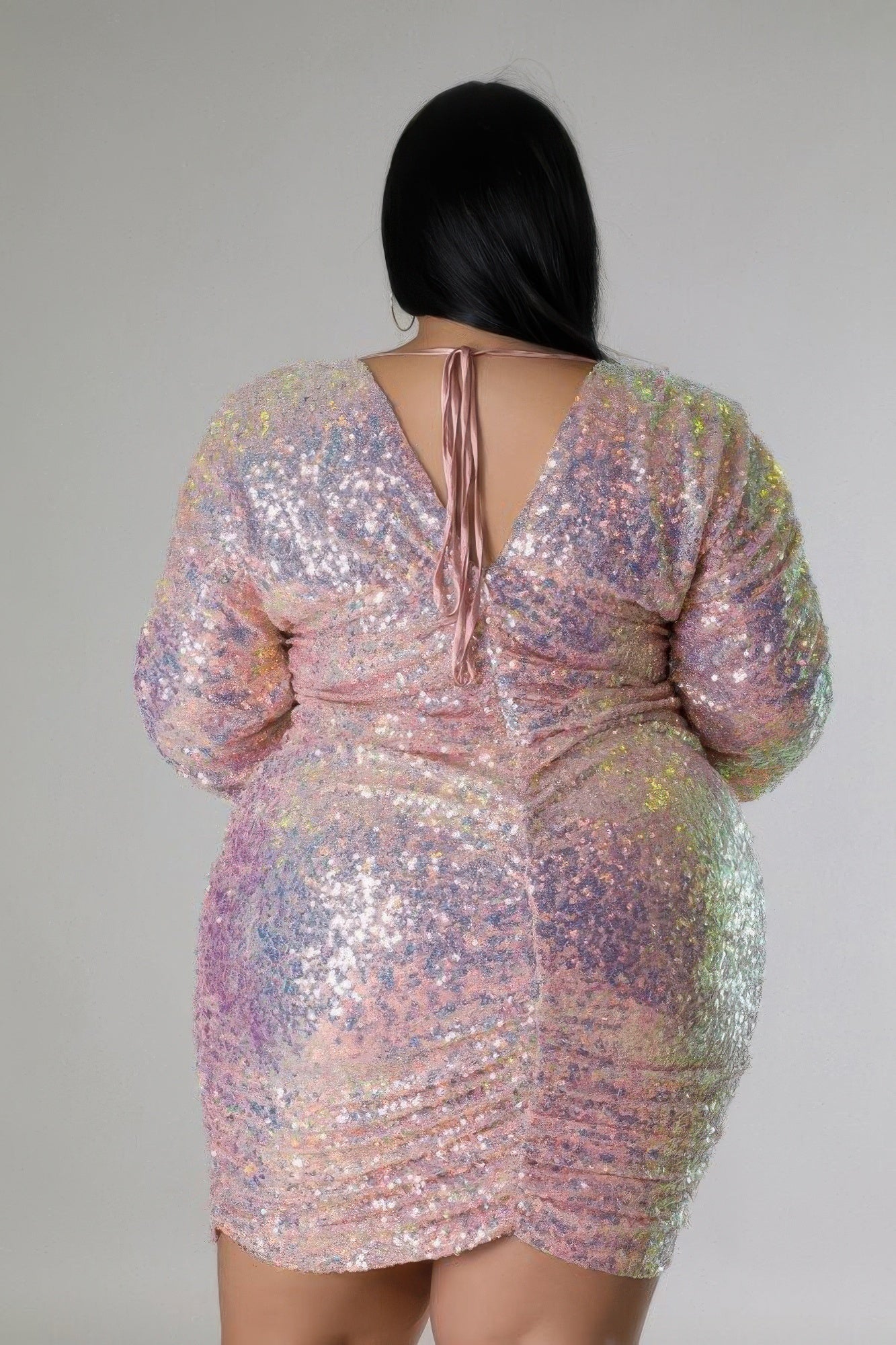 Plus Size Sparkle Sequin Ruched Dress