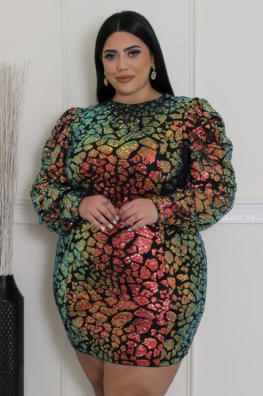 Plus Size Leopard Sequin Dress