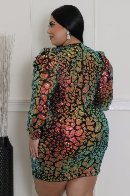 Plus Size Leopard Sequin Dress