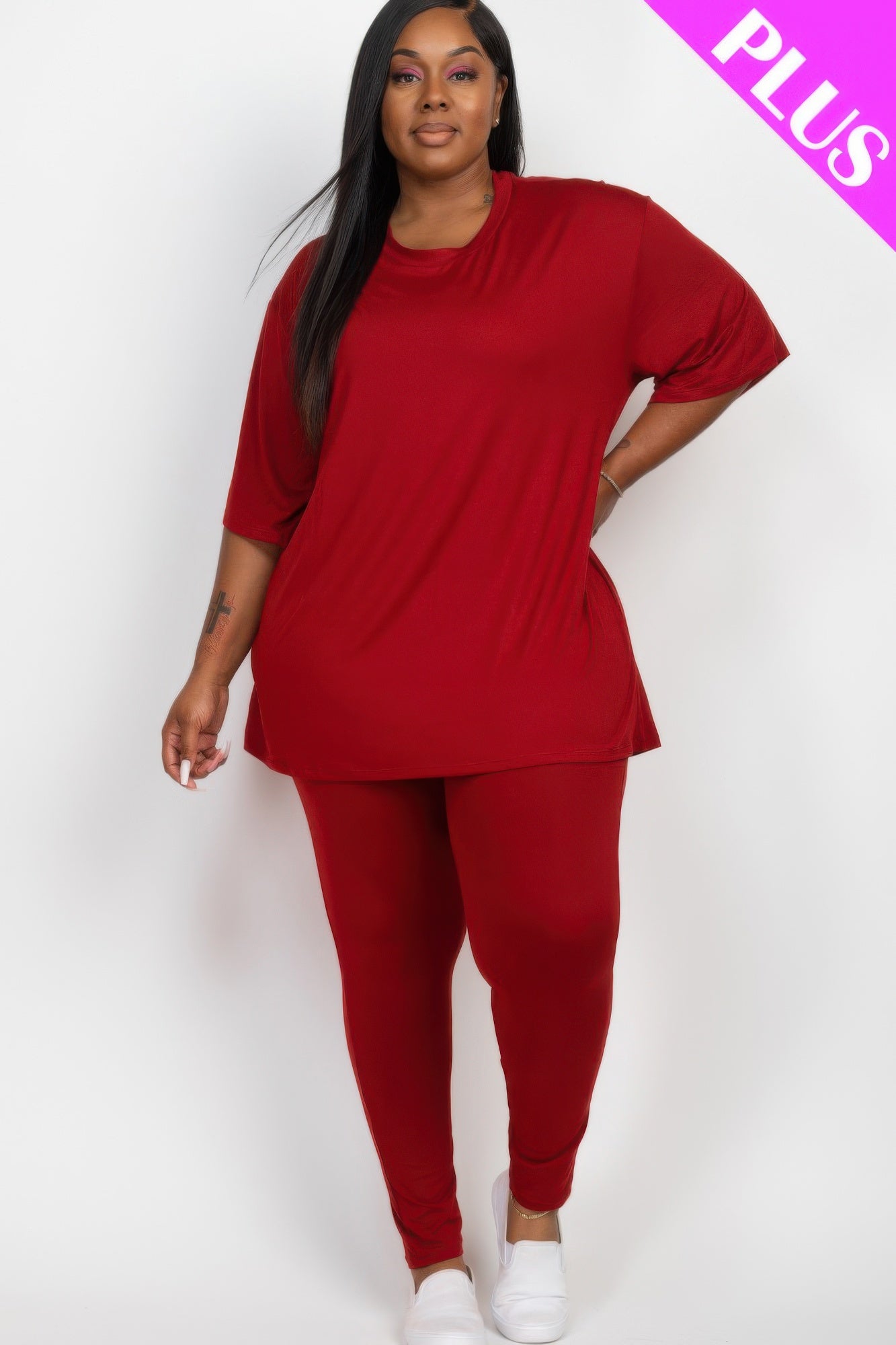 Plus Size Oversized T-shirt & Leggings Set