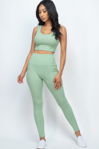 Ribbed Crop Top & Leggings Set