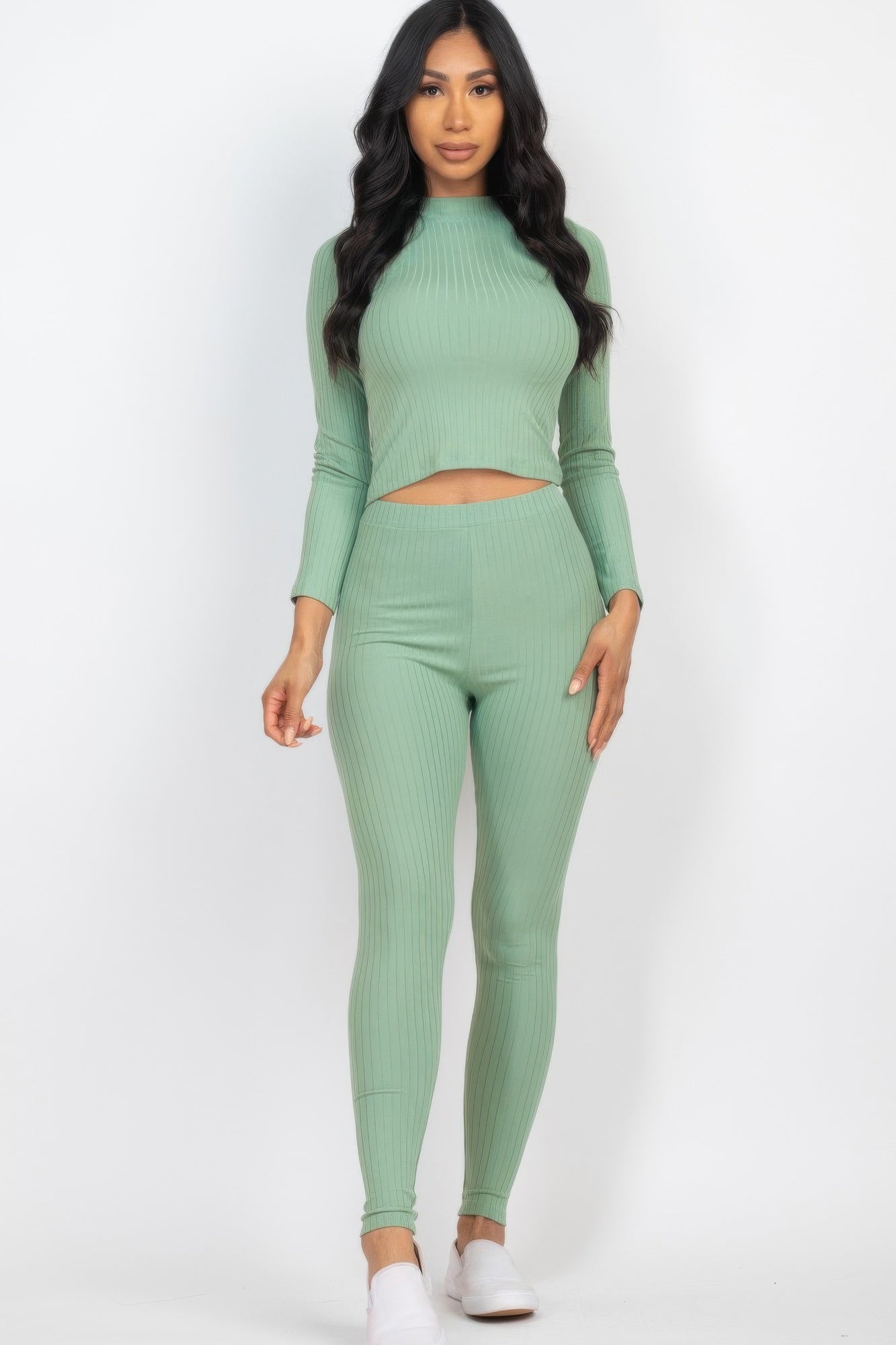 Ribbed Long Sleeve Top & Leggings Set