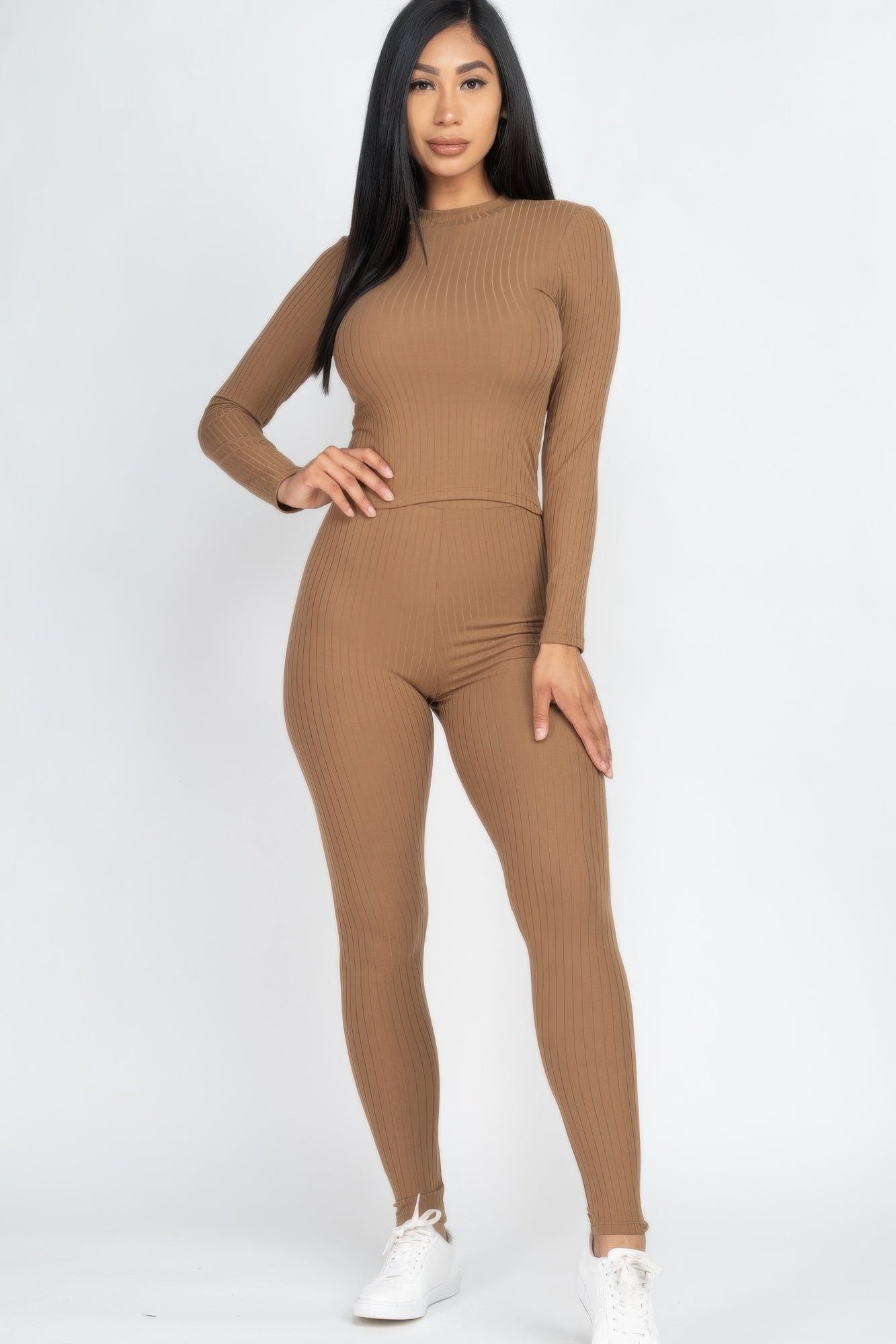 Ribbed Long Sleeve Top & Leggings Set