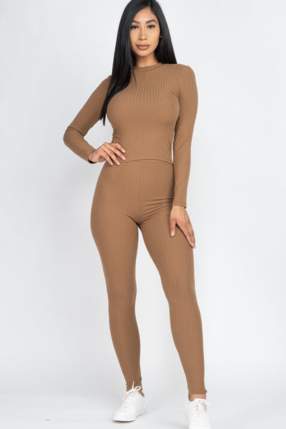Ribbed Long Sleeve Top & Leggings Set