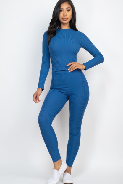 Ribbed Long Sleeve Top & Leggings Set