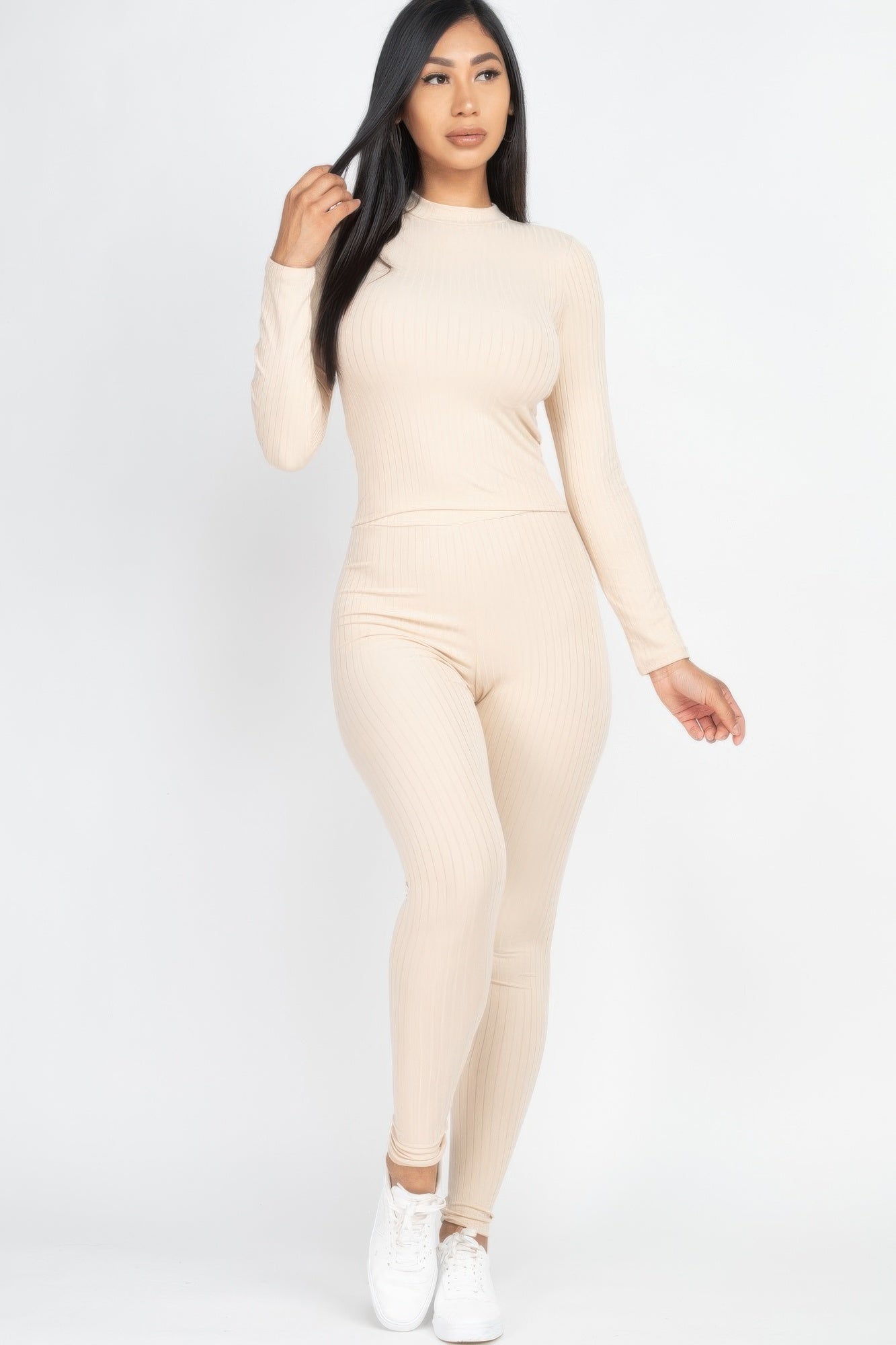 Ribbed Long Sleeve Top & Leggings Set
