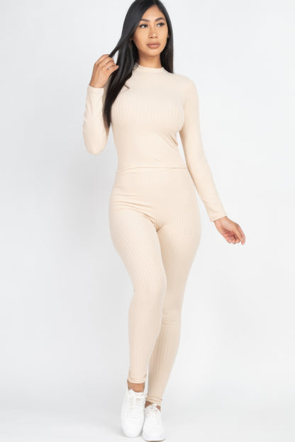 Ribbed Long Sleeve Top & Leggings Set