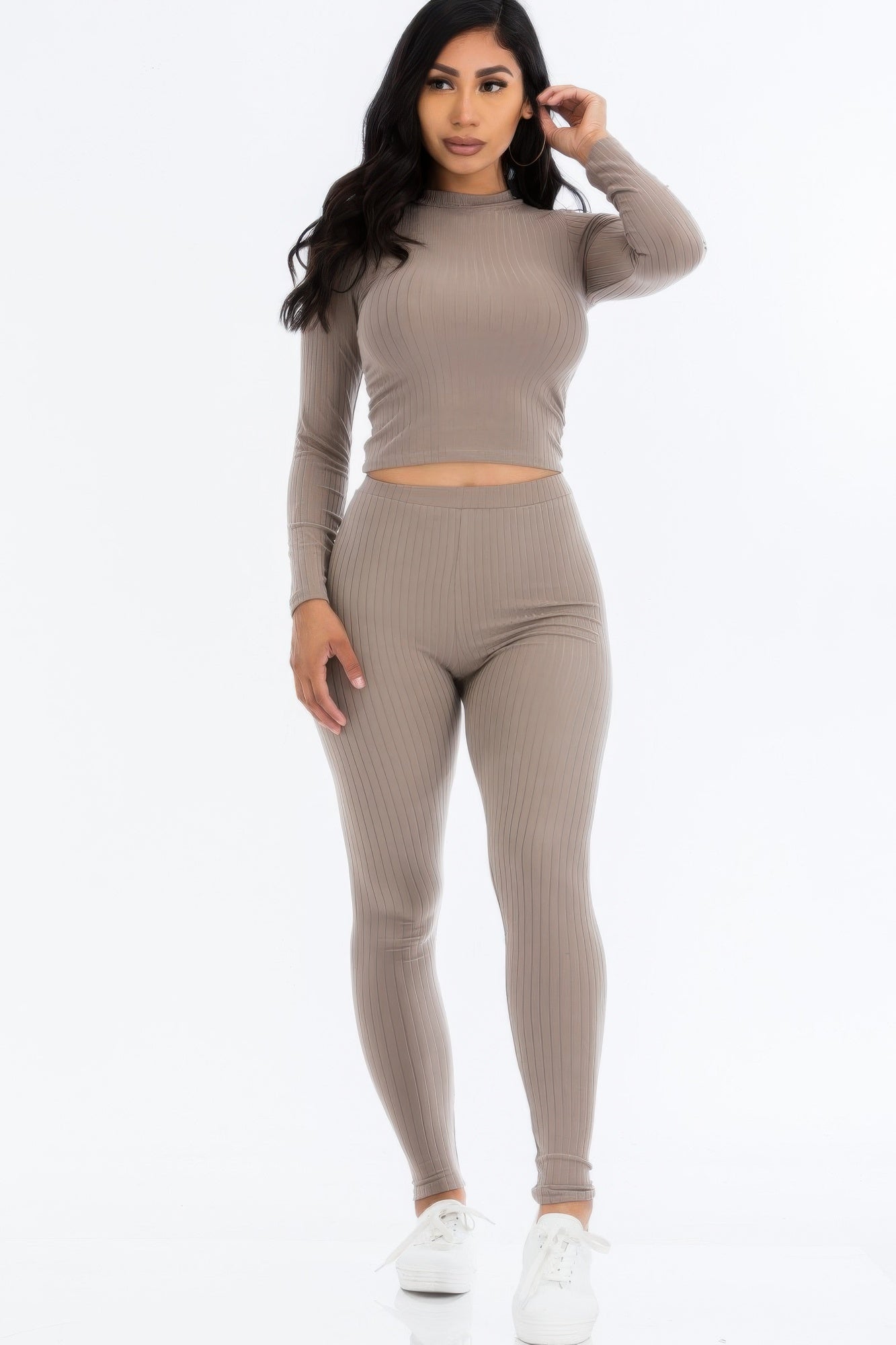 Ribbed Long Sleeve Top & Leggings Set