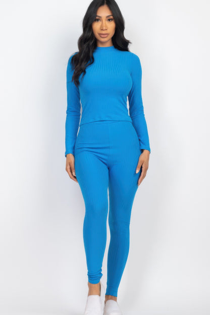 Ribbed Long Sleeve Top & Leggings Set