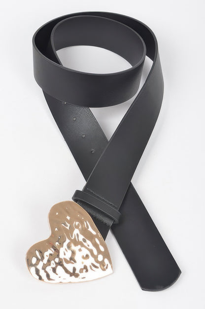 Hammered Heart Shape Buckle Plus Size Belt