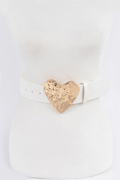 Hammered Heart Shape Buckle Plus Size Belt