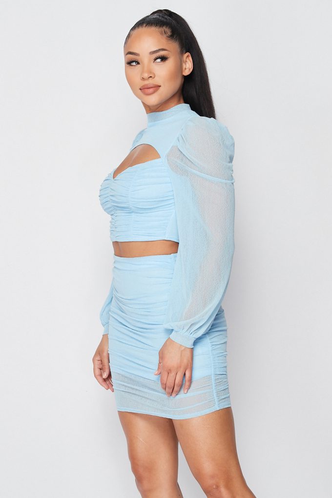 Sheer Cutout Top & Skirt Set