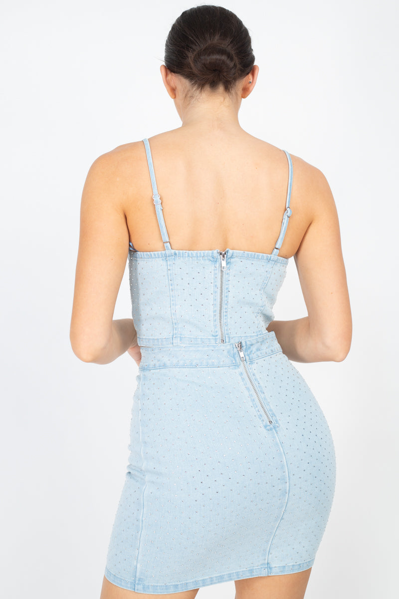 Denim Cami Top & Skirt Set