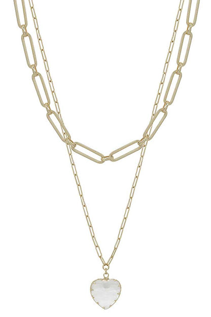Chain & Heart Pendant Layered Necklace